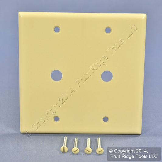 Leviton 86062 Ivory 2-Gang 2-Phone .406" Hole Plastic Wallplate Cover Box Mount