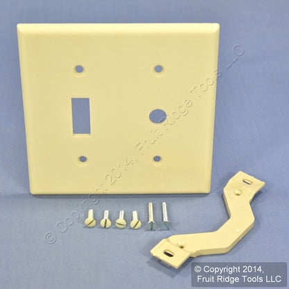 Leviton 86077 Ivory 2-Gang Toggle Phone .406" Hole Plastic Wallplate Strap Mount