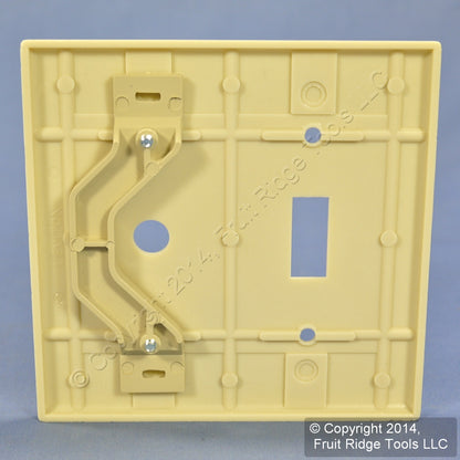 Leviton 86077 Ivory 2-Gang Toggle Phone .406" Hole Plastic Wallplate Strap Mount