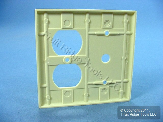 Leviton 86078 Ivory 2-Gang Phone .406" Hole Duplex Plastic Wallplate Strap Mount