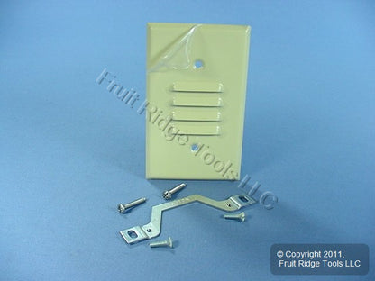 Leviton 86080 Ivory Louvre Painted Metal Wallplate Cover Strap Mount Scratched