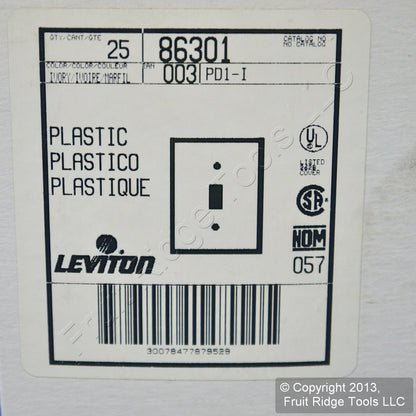 Leviton 86301 Ivory 1-Gang Toggle Switch Plastic X-Deep Wallplate Covers 25pcs