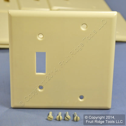 Leviton 86306 Ivory 2-Gang Toggle Blank Plastic Extra Deep Wallplate Cover 25pcs