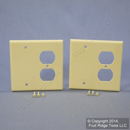 Leviton 86308 Ivory 2-Gang Blank Duplex Plastic X-Deep Wallplate Box Mount 2pcs