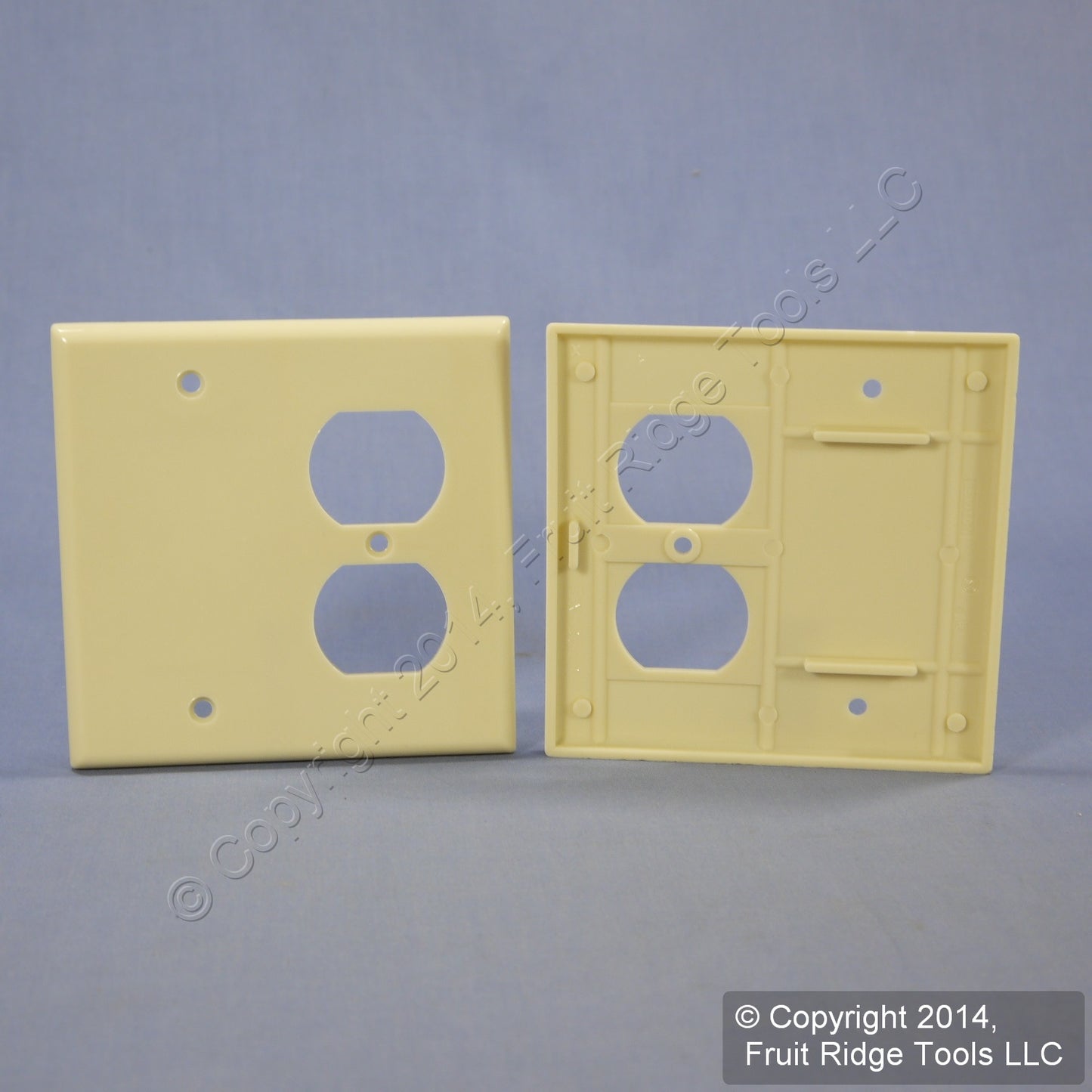 Leviton 86308 Ivory 2-Gang Blank Duplex Plastic X-Deep Wallplate Box Mount 2pcs