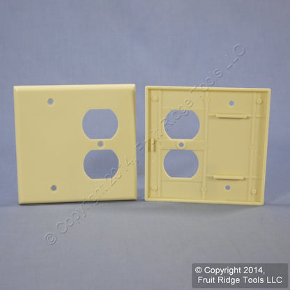 Leviton 86308 Ivory 2-Gang Blank Duplex Plastic X-Deep Wallplate Box Mount 2pcs