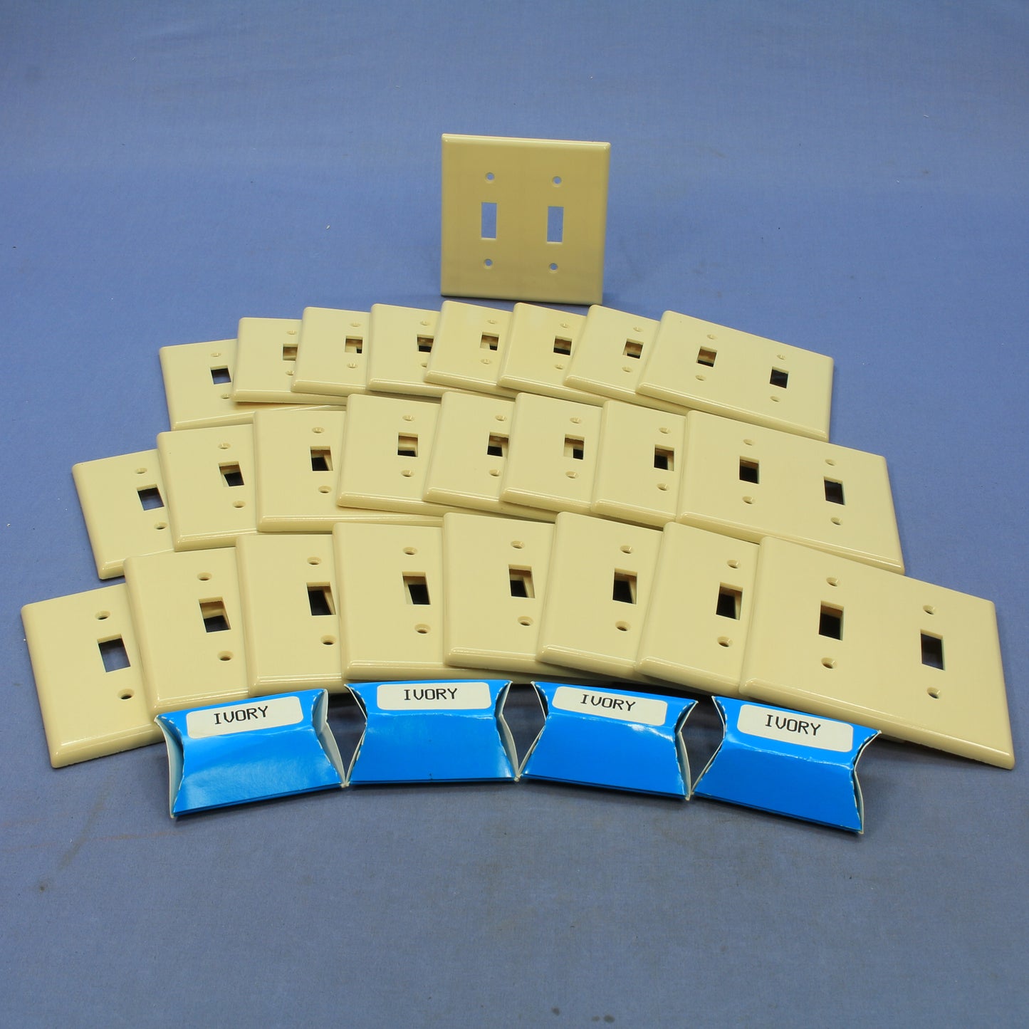 Leviton 86309 Ivory X-Deep 2-Gang Toggle Switch Cover Plastic Wallplates 25-Pack