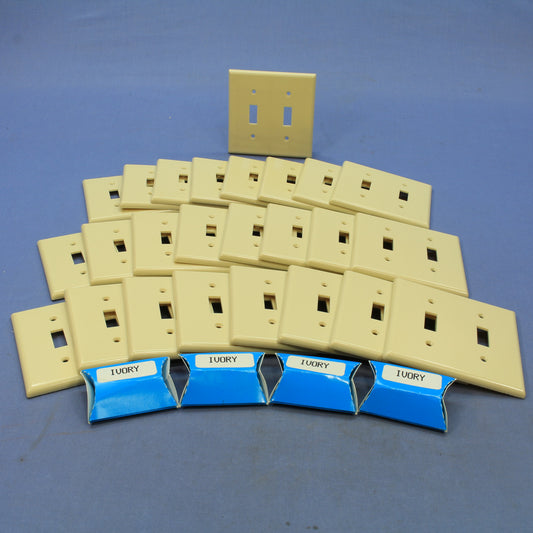Leviton 86309 Ivory X-Deep 2-Gang Toggle Switch Cover Plastic Wallplates 25-Pack