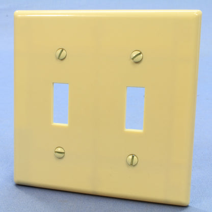 Leviton 86309 Ivory X-Deep 2-Gang Toggle Switch Cover Plastic Wallplates 25-Pack