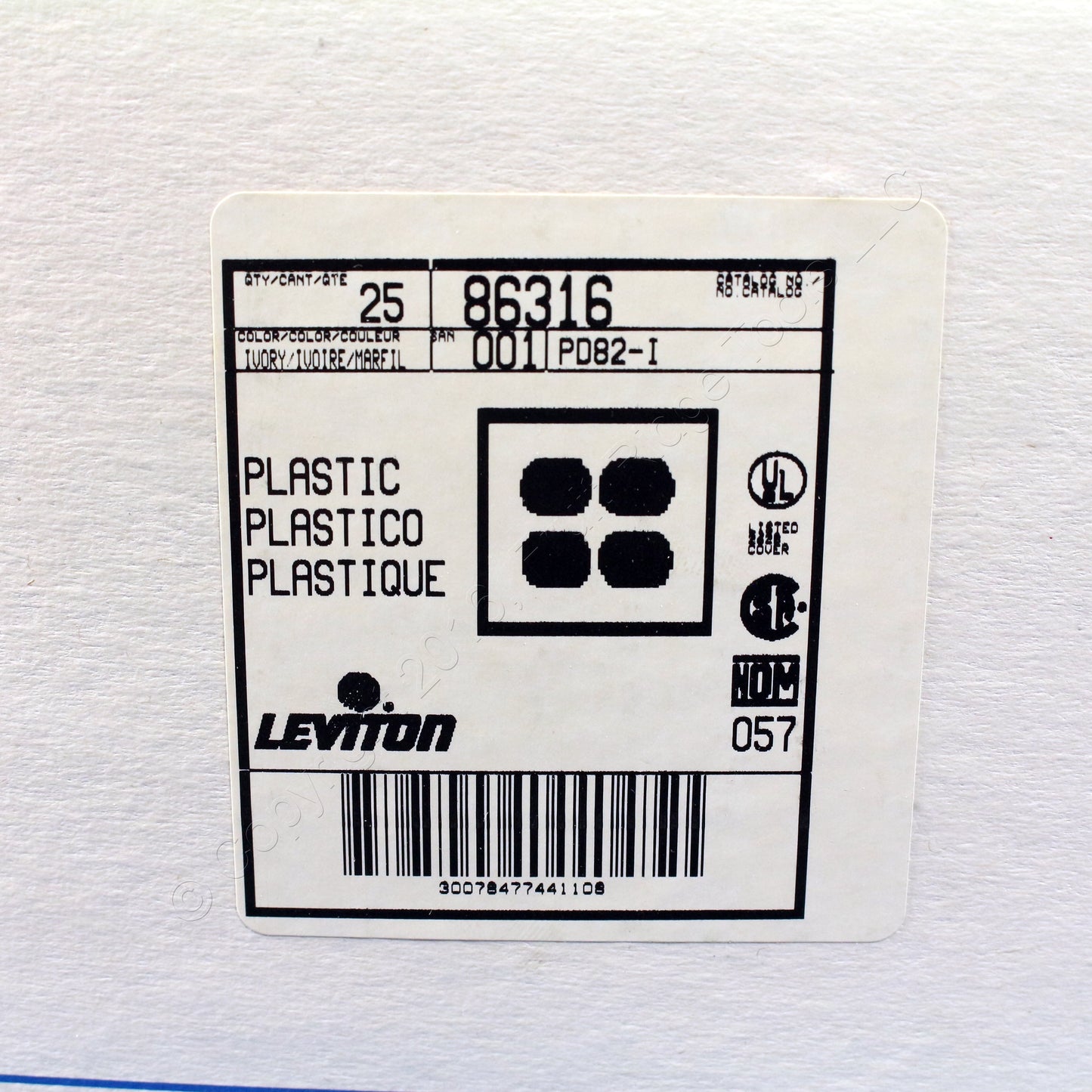 Leviton 86316 Ivory 2-Gang Duplex Outlet Plastic X-Deep Wallplate Covers 25pcs