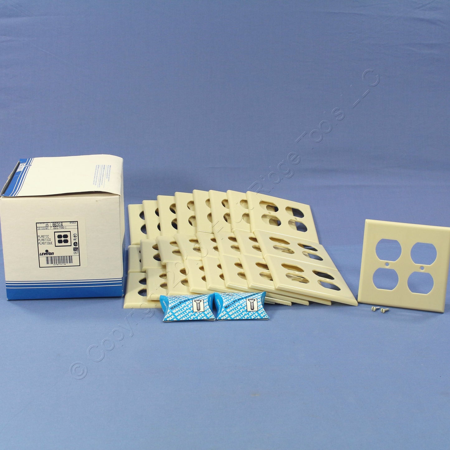 Leviton 86316 Ivory 2-Gang Duplex Outlet Plastic X-Deep Wallplate Covers 25pcs