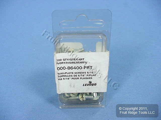 100 Leviton Ivory 5/16" Decora Wallplate Cover Screws 6-32 Thread Oval Head