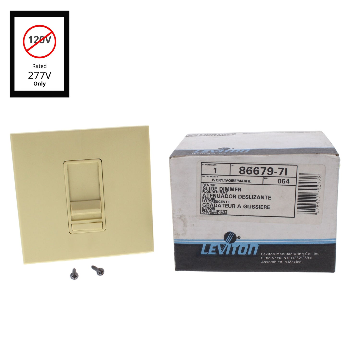 Leviton Ivory Fluorescent Slide Light Dimmer Switch 8-40 Lamp 277V 86679-7I