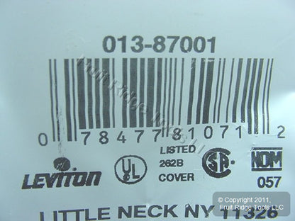 Leviton 87001 Gray 1-Gang Toggle Switch Plastic Standard Wallplate Cover Plate