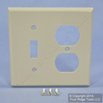 Leviton 87005 Gray 2-Gang Toggle Switch Duplex Outlet Plastic Standard Wallplate
