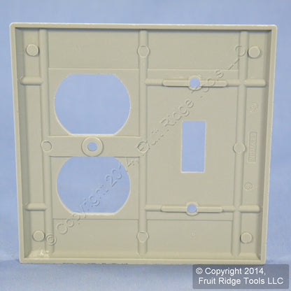 Leviton 87005 Gray 2-Gang Toggle Switch Duplex Outlet Plastic Standard Wallplate