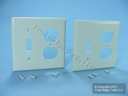 Leviton 87005 Gray 2-Gang Toggle Duplex Plastic Standard Wallplate Cover 2-pack