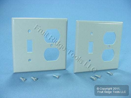 Leviton 87005 Gray 2-Gang Toggle Duplex Plastic Standard Wallplate Cover 2-pack