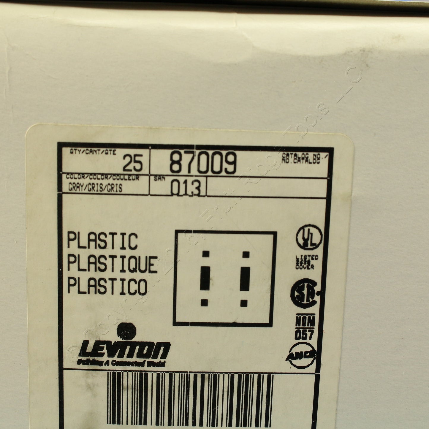 Leviton 87009 Gray 2-Gang Toggle Switch Plastic Standard Wallplate Covers 25pcs