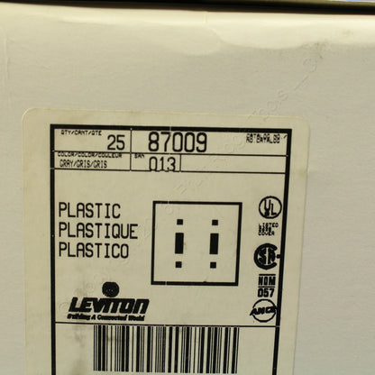 Leviton 87009 Gray 2-Gang Toggle Switch Plastic Standard Wallplate Covers 25pcs