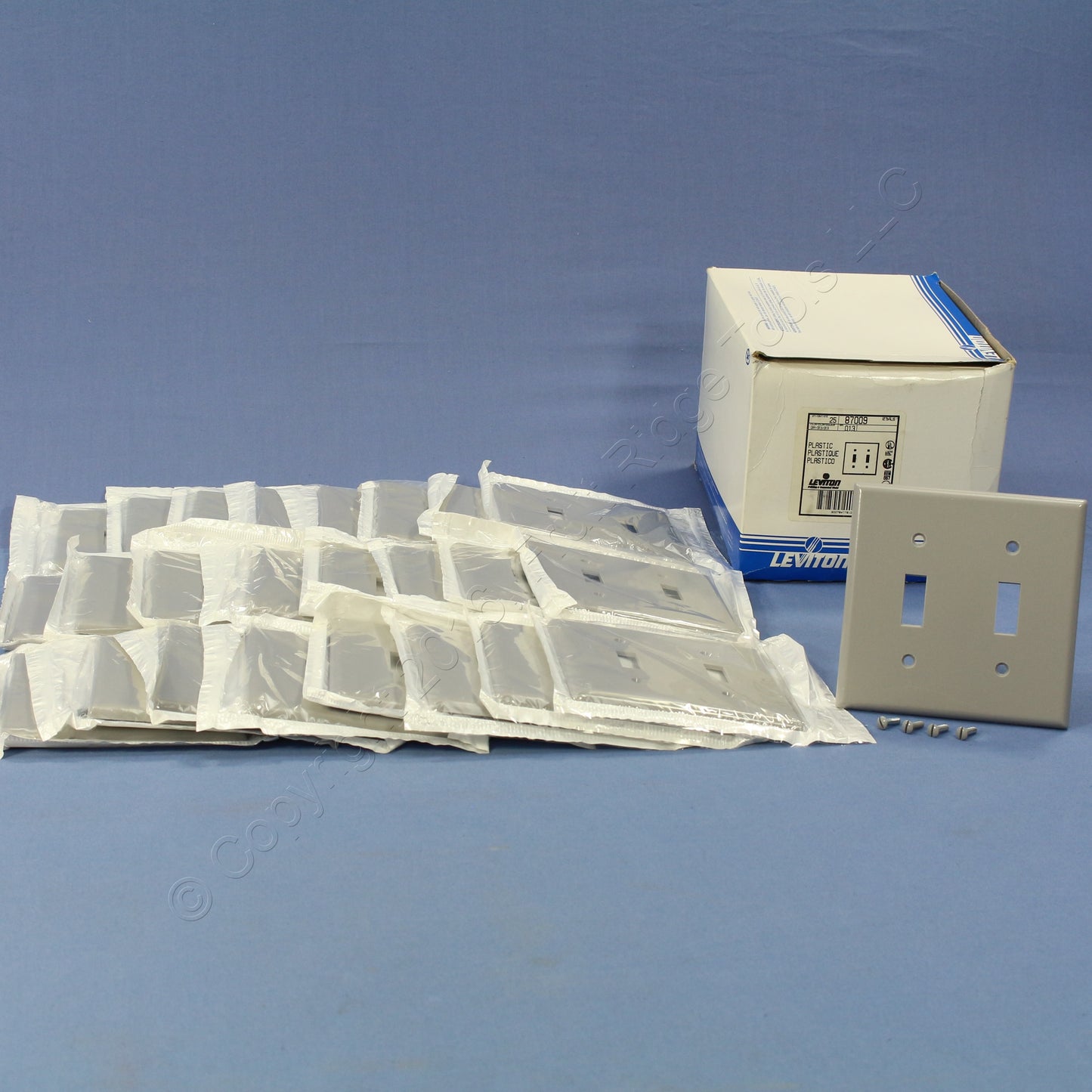 Leviton 87009 Gray 2-Gang Toggle Switch Plastic Standard Wallplate Covers 25pcs