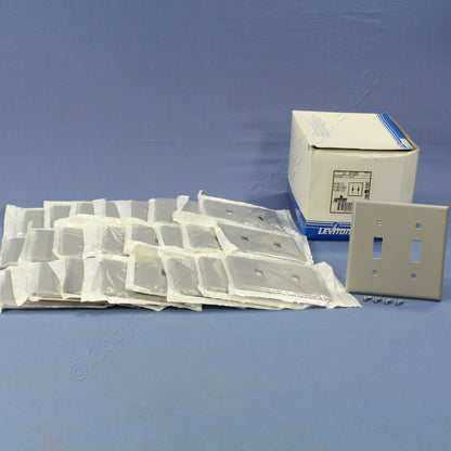 Leviton 87009 Gray 2-Gang Toggle Switch Plastic Standard Wallplate Covers 25pcs