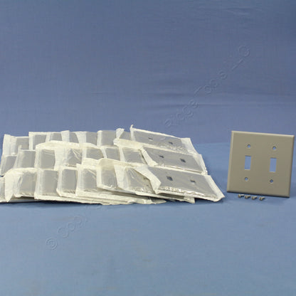 Leviton 87009 Gray 2-Gang Toggle Switch Plastic Standard Wallplate Covers 25pcs