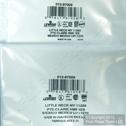Leviton 87009 Gray 2-Gang Toggle Switch Plastic Standard Wallplate Covers 2-pack