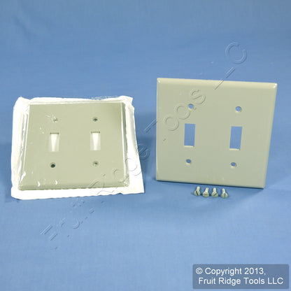 Leviton 87009 Gray 2-Gang Toggle Switch Plastic Standard Wallplate Covers 2-pack