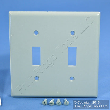 Leviton 87009 Gray 2-Gang Toggle Switch Plastic Standard Wallplate Covers 2-pack