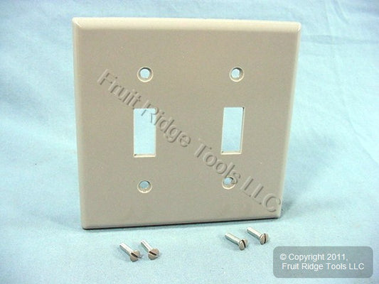 Leviton 87009 Gray 2-Gang Toggle Switch Plastic Standard Wallplate Cover Plate
