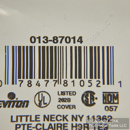 Leviton 87014 Gray 1-Gang Blank Plastic Standard Size Wallplate Cover Box Mount