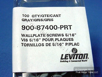 100 Leviton Gray 5/16" Wallplate Cover Screws 6-32 Thread Oval Head 87400-PRT