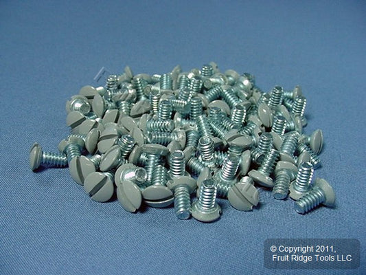 100 Leviton Gray 5/16" Wallplate Cover Screws 6-32 Thread Oval Head 87400-PRT
