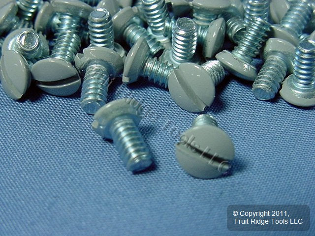 100 Leviton Gray 5/16" Wallplate Cover Screws 6-32 Thread Oval Head 87400-PRT