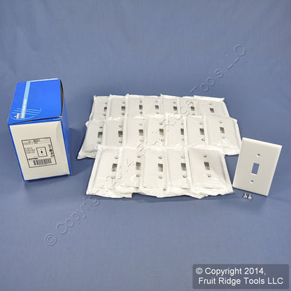 Leviton 88001 White 1-Gang Toggle Switch Plastic Standard Wallplate Covers 20pcs