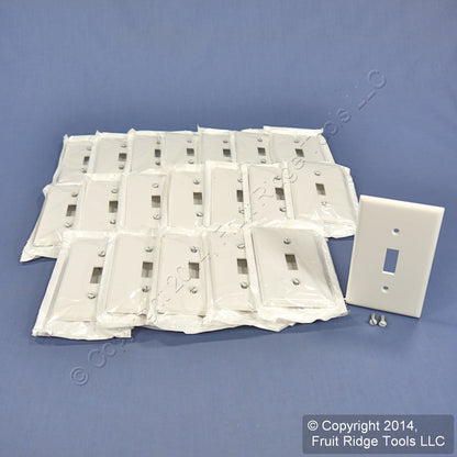 Leviton 88001 White 1-Gang Toggle Switch Plastic Standard Wallplate Covers 20pcs