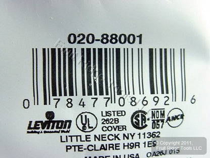 Leviton 88001 White 1-Gang Toggle Switch Plastic Standard Wallplate Cover Plate