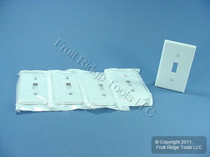 Leviton 88001 White Plastic 1-Gang Toggle Switch Cover Wall Plates 5-pack