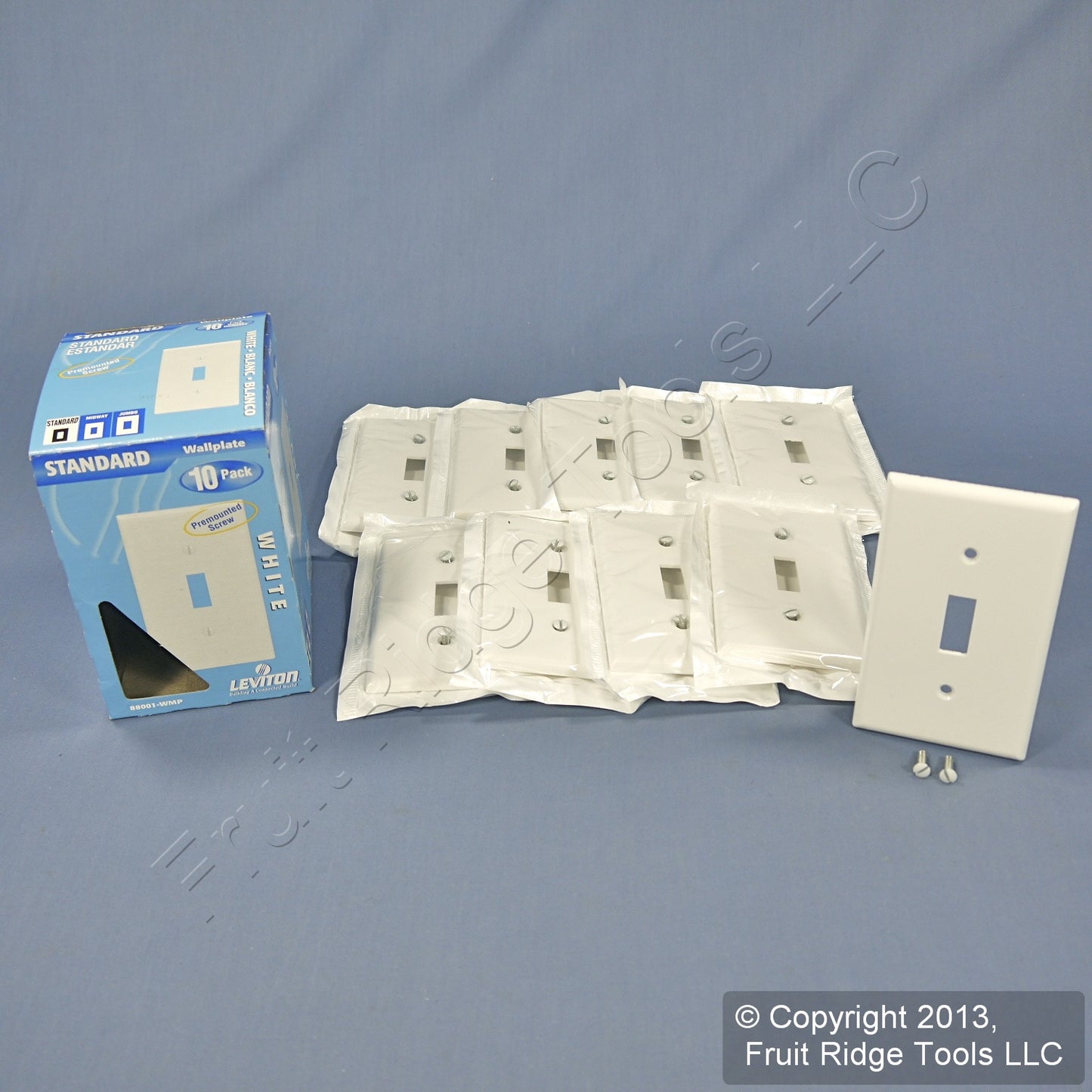 Leviton 88001-MP White 1-Gang Toggle Plastic Standard Wallplate Cover 10-pack