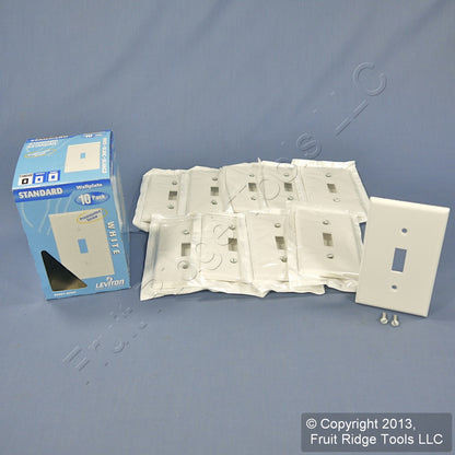 Leviton 88001-MP White 1-Gang Toggle Plastic Standard Wallplate Cover 10-pack