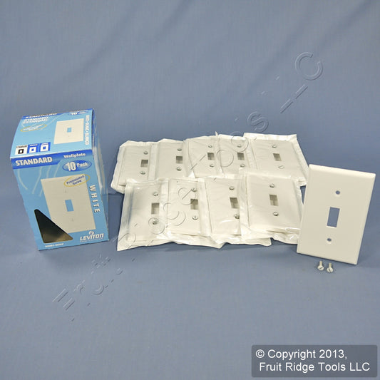 Leviton 88001-MP White 1-Gang Toggle Plastic Standard Wallplate Cover 10-pack