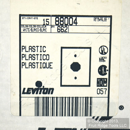 Leviton 88004 White 1-Gang 1.406" Outlet Plastic Standard Wallplate Cover 15pcs