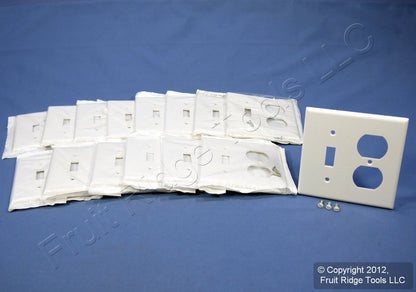 Leviton 88005 White 2-Gang Toggle Duplex Plastic Standard Wallplate Cover 15pcs