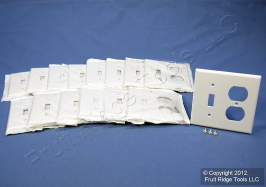 Leviton 88005 White 2-Gang Toggle Duplex Plastic Standard Wallplate Cover 15pcs