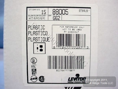 Leviton 88005 White 2-Gang Toggle Duplex Plastic Standard Wallplate Cover 15pcs