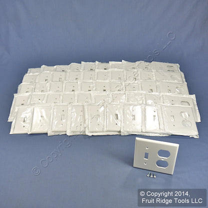50 Leviton White Residential 2G Toggle Receptacle Outlet Cover Wallplates 88005