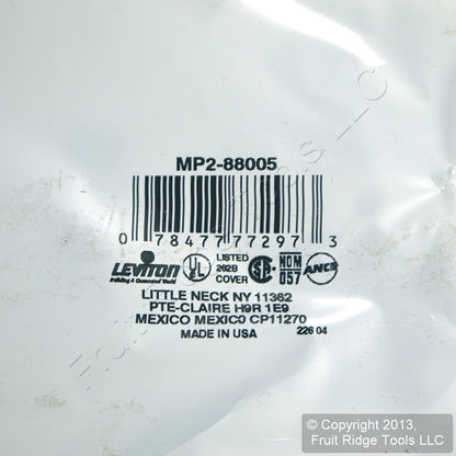Leviton 88005 White 2-Gang Toggle Switch Duplex Outlet Standard Wallplate Cover