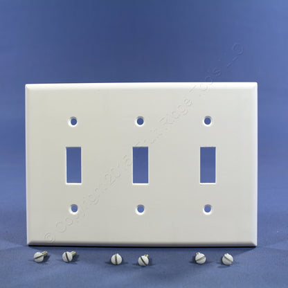 Leviton 88011 White 3-Gang Toggle Switch Plastic Standard Wallplate Cover Plate