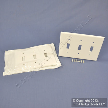 Leviton 88011 White 3-Gang Toggle Switch Standard Cover Thermoset Wallplate 2pcs